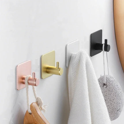 Self-adhesive Bathroom Hook Key Bag Shower Door Robe Towel Adhesive Hanger Kitchen Accessories For Organizer Wall Stickers Hooks