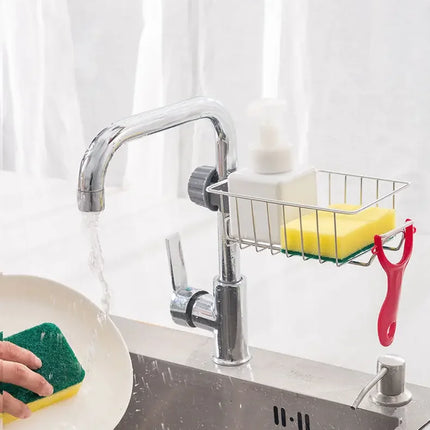 Kitchen Stainless Steel Sink Drain Rack Sponge Storage Faucet Holder Soap Drainer Shelf Organizer Towel Rack Kitchen Accessories