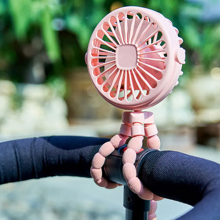 Portable Oscillating Pram Fan Mini Handheld Personal Car Seat Baby Fan with Flexible Tripod Clip-on USB Battery Operated