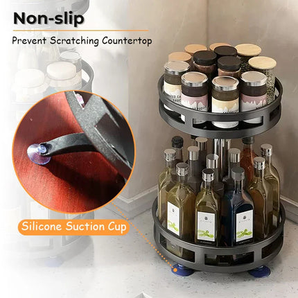 Rotation Spice Rack Organizer Metal Tray