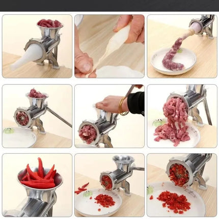 Heavy Duty Hand Operated Manual Kitchen Meat Mincer Noodles Grinder Sausage Filler Fruit Vegetable Beef Sausage Pasta Maker New