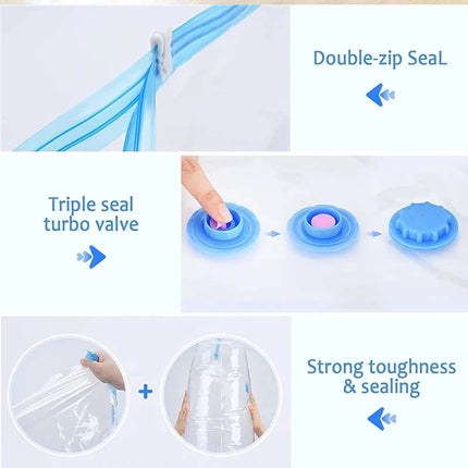 3/5Pcs New Vacuum Storage Bags with Hand Pump for Comforters Clothes Pillow Bedding Blanket Storage Saver 80% More Compression