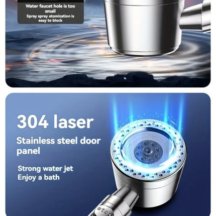 5 Modes Spray Water Saving Shower Head ABS Handheld Spa Showerheads Large Flow Portable Bathroom Filter Shower Faucet Nozzle Set