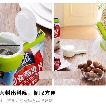 1pcs Plastic Cap Sealer Clip with Pour Spouts Snack Candy Storage Food Storage Bag Sealing Clips  Fresh Clamp Kitchen Organizer