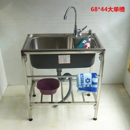 The kitchen is thick and simple, stainless steel sink, single sink, double sink, large single sink with bracket, water basin, ve