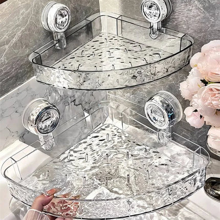 New Bathroom Shelf Corner Space Shower Room Suction Cup Bathroom Storage Shelf Basket Home Storage Organizer Shelf Decorative