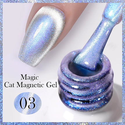 BORN PRETTY 10ml Rainbow Purple Water Light Cat Magnetic Gel Nail Polish Shining Sliver-light Holographics Semi Permanent UV Gel