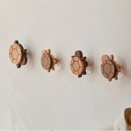 Household Solid Wood Hook Kitchen Item Wall Hook Hanger Punch Creative Animal Turtle Decorative Hooks Coat Rack Home Storage
