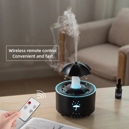 Colorful Rain Drop Aroma Diffuser with Rotating Water Mist 300ml Ultrasonic Humidifier/Remote Control/Timer/LED Light