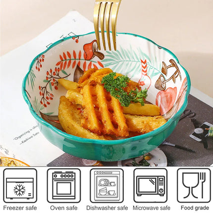 Ceramic Bakeware With Handle Forest Animals Baking Pan  Underglaze  Kitchen Tableware Salad Bowl Au Gratin Dishes