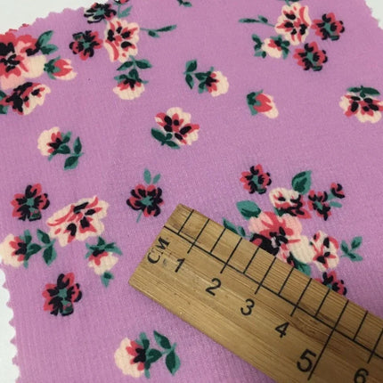 140x50/200cm Small Floral Print Ribbed Stretch Knit Fabric For Sewing Clothes，Bedding, Dress Handmade DIY Fabric TJ1593