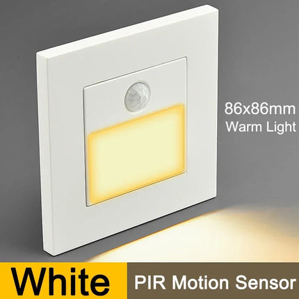 PIR Motion Sensor Led Night Light Recessed Infrared Body Induction Lamp for Steps Ladder Stairs Corridor Bedroom Kitchen Lights