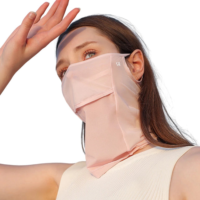 Ice Silk Full Face Sun Protection Mask Breathable Running Sports Mask Soft Anti Ultraviolet Face Scarf for Outdoor Golf Supplies