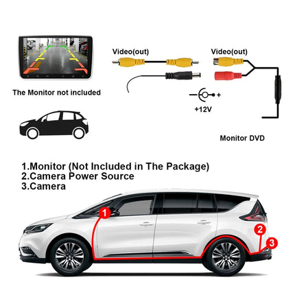 Car 3 In 1 Rear View Camera Parking Sensor Radar Set License Plate Lights Distance Control Parktronic System Universal