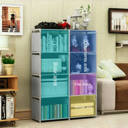Simple Metal Bookshelf Easy Assembly Movable Storage Rack