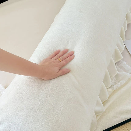 Length Sleeping Pillowcase with Ruffle Winter Couple Double Fleece Flannel Warmth Big Size Pillow Covers Home Bedding 45*180cm