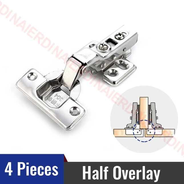 NAIERDI 8/10/12PCS Cabinet Hinges Stainless Steel Hydraulic Door Hinge Damper Buffer Soft Closing for Kitchen Cupboard Furniture