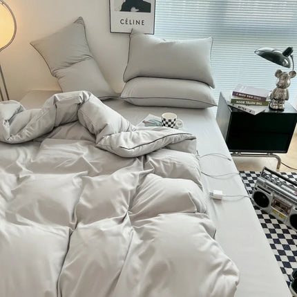 Black Color Bedding Set For Adults Simple Style Double Bed Sheet Sets Single/Queen/king Bed Cover Full Set Plain Bedding 이불세트