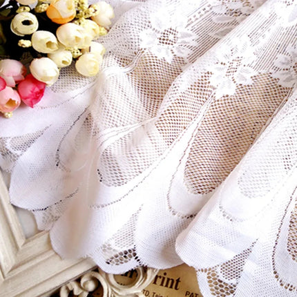 1pc White Lace Sheer Curtains Dining Room Kitchen Cafe Voile Valance Short Curtain Window Treatment Door Curtain Drapes