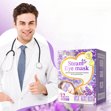 12 Pieces Disposable Steam Eye Mask Lavender Aroma Eye Masking Moisturizing Heat Therapy Pad Sleeping Relaxation Eyes Masking