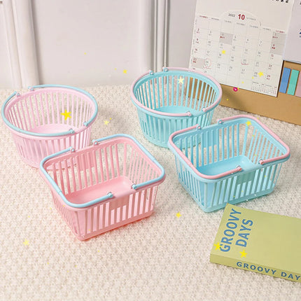 New Plastic Basket Organizer Portable Shopping Storage Box Desktop Sundries Toy Fruit Stationery Organizer Home Storage Baskets