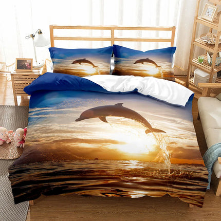 3D Ocean Bedding Set King Queen Double Full Twin Single Size Bed Linen Set