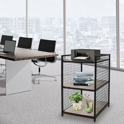 3-Tier Printer Stand Solid Wood & Iron, 44lbs Capacity, Space-Saving Design, Ideal for Office & Home Storage, Durable & Stylish