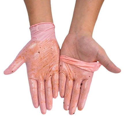 50PCS Pink Nitrile Disposable Gloves Household Gloves for Cleaning Kitchen Cooking Beauty Nail Hair Dye Tattoo Latex Powder Free