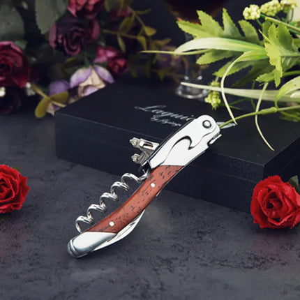 Laguiole Wine Bottle Openers Wood Handle Wine Accessories Household Wine Corkscrew Can Opener Beer Cap Jar Kitchen Tool Giftbox