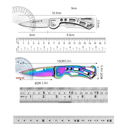 Portable Folding Knife Keychain Fruit Cutter Multipurpose Pocket Knife Utility Knives Stainless Steel Knife Kitchen Accessories