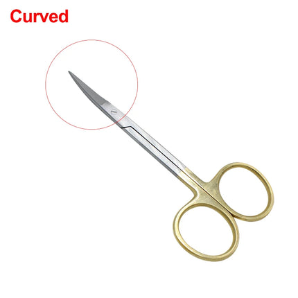 Dental Surgical Scissors Curved Gold Plated Handle Ophthalmic Scissors Dentist Medical Dissecting Tools