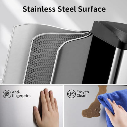 Garbage Can for Kitchen, Trash Can 3 Compartments, Stainless Steel, Recycle Bin with Soft-Close Lids, 3 x 8 /3x15L Plastic Inner
