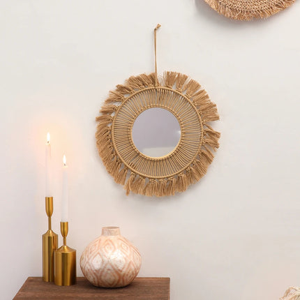 Handwoven Round Wall Mirror