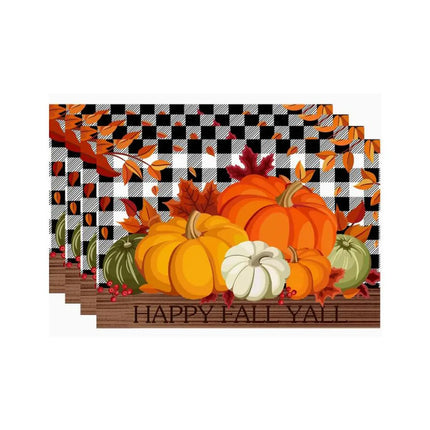 4/6pcs Placemats Thanksgiving Pumpkin Harvest Kitchen Dining Table Decor Accessories Heat Resistant Linen Tableware Mats Coaster