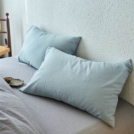 2025 New All-cotton Quilt Cover Class A Yarn-dyed Washed Cotton Single Bed Cover Solid Light Blue Breathable Bedding 220x240