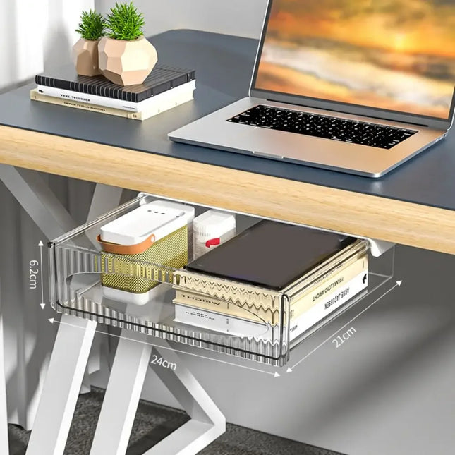 Under-Table Drawer Transparent Storage Box
