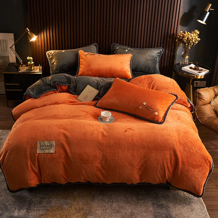 Winter Milk Velvet Quilt Duvet Cover Bedding Set Warm Thicken Bed Quilt Cover Double Bed Cover Queen King Comforter Cover 220x24