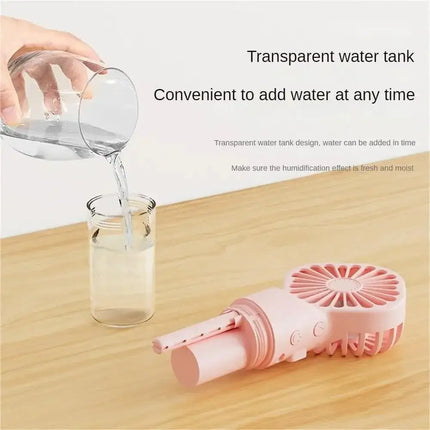 1pc Portable Handheld Spray Fan Water Spray Mist Fan Student Dormitory Mini Fan Summer Supplies Cooling Tools Outdoor Small Fan