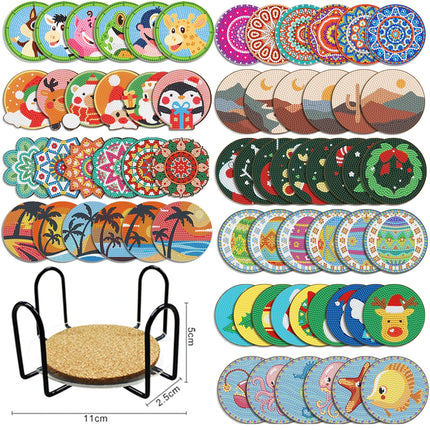 6/9Pcs DIY Diamond Painting Christmas Coaster Ornament Santa Snowman Drink Cup Cushion Diamond Embroidery Kit Xmas Kitchen Decor
