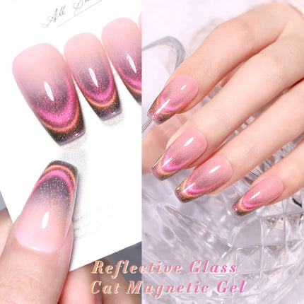 BORN PRETTY 10ml Rainbow Purple Water Light Cat Magnetic Gel Nail Polish Shining Sliver-light Holographics Semi Permanent UV Gel