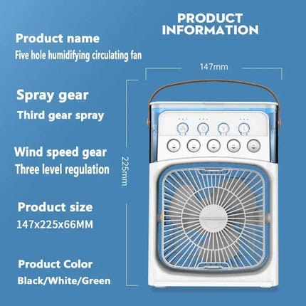 Portable 3 In 1 Fan AIr Conditioner Household Small Air Cooler LED Night Lights Humidifier Air Adjustment Home Fans Dropshipping
