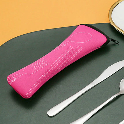 1PC Tableware Bag Fabic Portable Dinner Set Travel Picnic Fork Packaging Outdoor Camping Kitchen Home Storage Bags(only Bag)