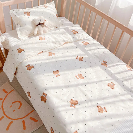 3Pcs Set Newborn Baby Bedding Sets Cotton Cartoon Printing Infant Toddlers Bed Sheet Pillowcase Duvet Cover Case Blanket Kids