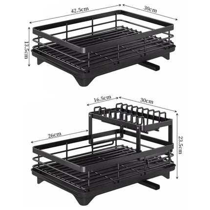 Adjustable Stainless Steel 2-Tier Dish Drying Rack