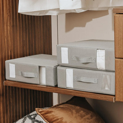 Bed Sheets Set Organizers Storage Linen Fabric Closet Organizers with Window Folding Bedding Storage Box for Pillow Organizer