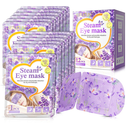12 Pieces Disposable Steam Eye Mask Lavender Aroma Eye Masking Moisturizing Heat Therapy Pad Sleeping Relaxation Eyes Masking