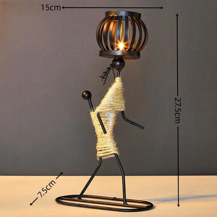 Nordic Metal Abstract Character Candle Holder