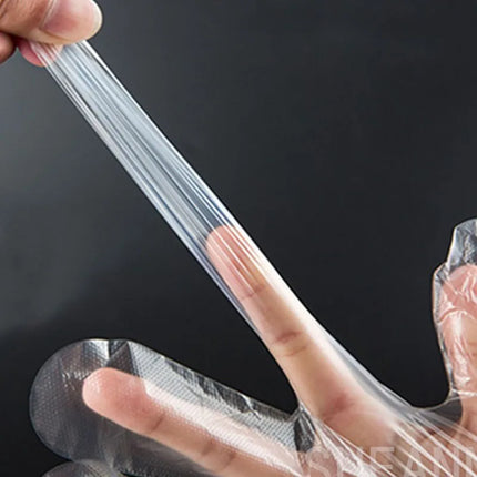 100pcs Food Plastic Gloves Transparent Disposable Gloves Kitchen Accessories