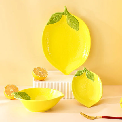 Creative Cartoon Lemon-Shaped Ceramic Bowl