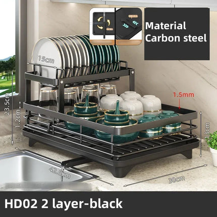 Adjustable Stainless Steel 2-Tier Dish Drying Rack